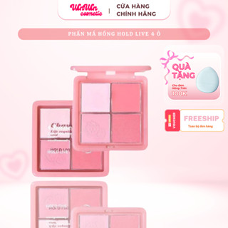 [HOLD LIVE] Phấn má hồng Hold Live 4 ô màu Hồng Lạnh Chance On tự nhiên nhiều tone màu kèm má hồng kem WINWIN (HL707)