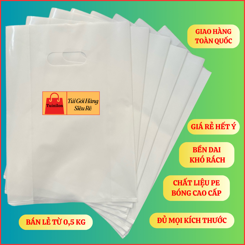 Túi Hột Xoài PE Trắng Sứ Tuinilon Bóng Bền Đẹp Dẻo Dai Cho Shop Thời Trang Quần Áo Mỹ Phẩm Giá Rẻ Nhiều Kích Thước
