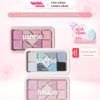  Bảng Phấn Mắt Hold Live 9 Ô Happie Phấn mắt nhũ lì cool tone xanh khói trang điểm mắt xinh xắn Eyeshadow 