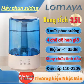  Máy phun sương tạo ẩm Lomaya Nhật Bản có chế độ hẹn giờ và đèn dùng tinh dầu bảo hành 6 tháng 