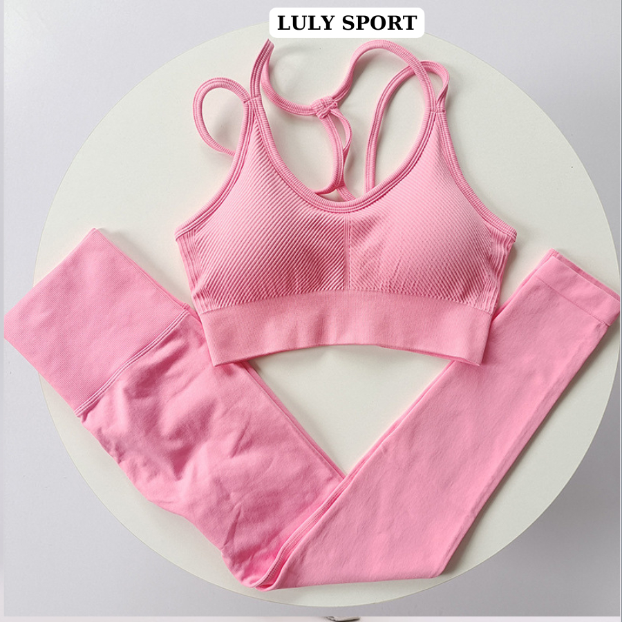  Bộ tập yoga cao cấp LULY SPORT bộ tập chất dệt kim cao cấp co giãn tốt áo bản lưng xinh 