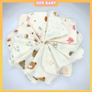 Set 5-10 khăn sữa xô muslin 2 lớp và 4 lớp Vắt Sổ mềm mại siêu thấm hút cho bé sơ sinh, bé trai bé gái