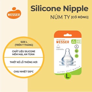 Núm vú cổ rộng silicon siêu mềm Wesser cho bé Size S M L