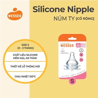 Núm vú cổ rộng silicon siêu mềm Wesser cho bé Size S M L