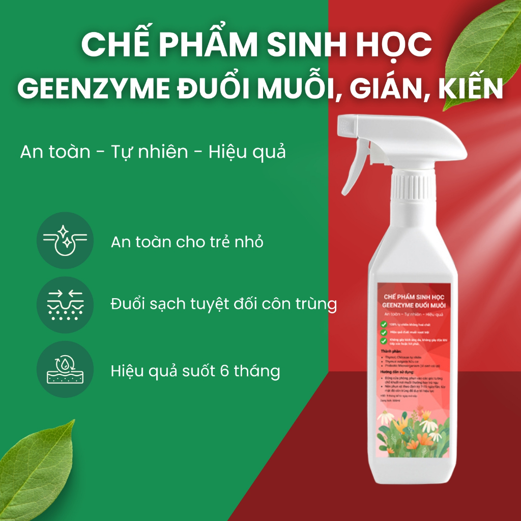 Chế phẩm sinh học xịt đuổi muỗi, gián, kiến Geenzyme từ thiên nhiên – An toàn, hiệu quả vượt trội