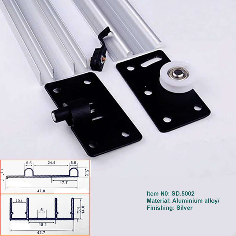 Ray đôi lắp nổi cho tủ Hệ ray tủ lùa EI Mã SD5002R- Giải pháp ray trượt cửa tủ lùa