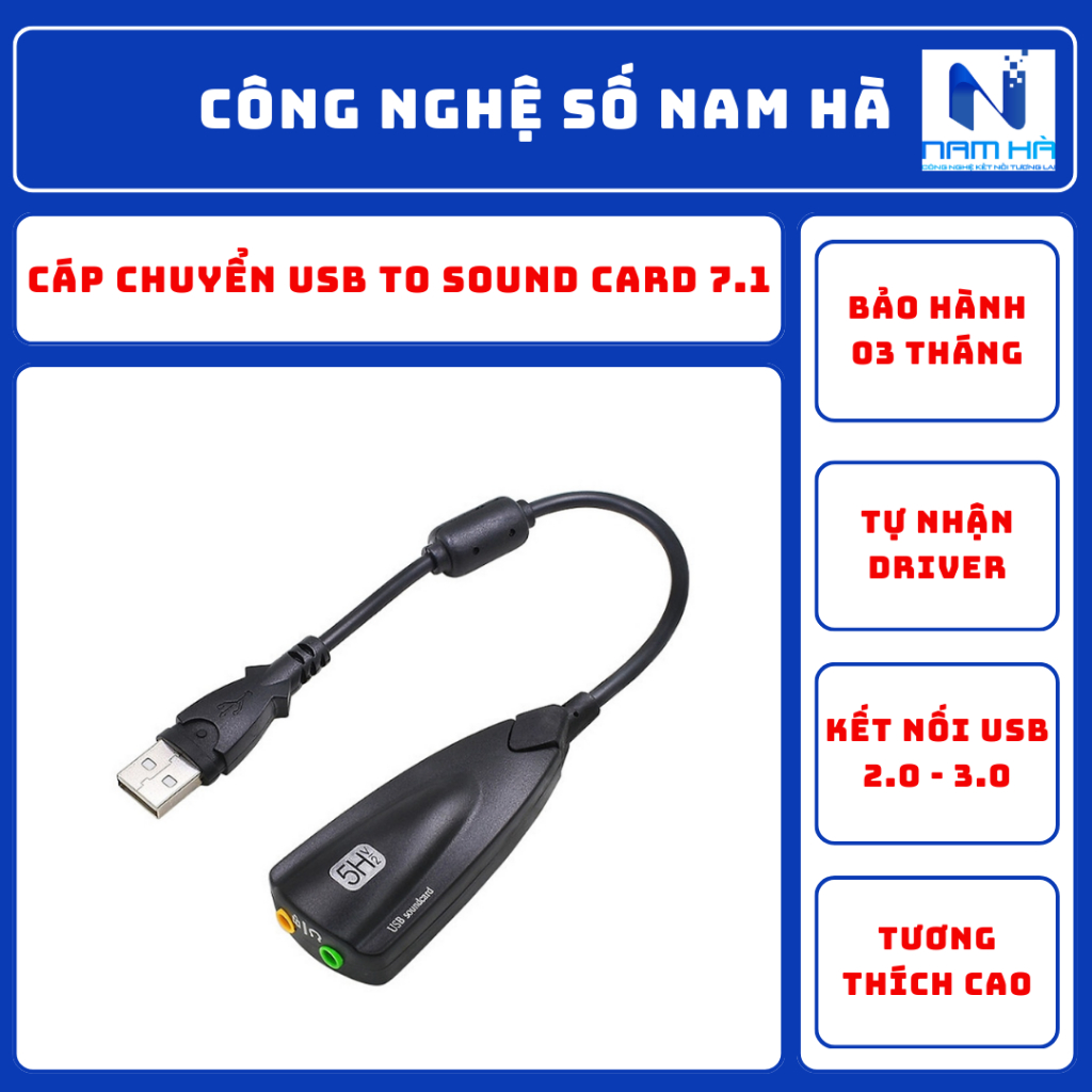 Cáp chuyển USB to Sound Card 7.1 (Chuyển âm thanh từ USB ra 3.5)