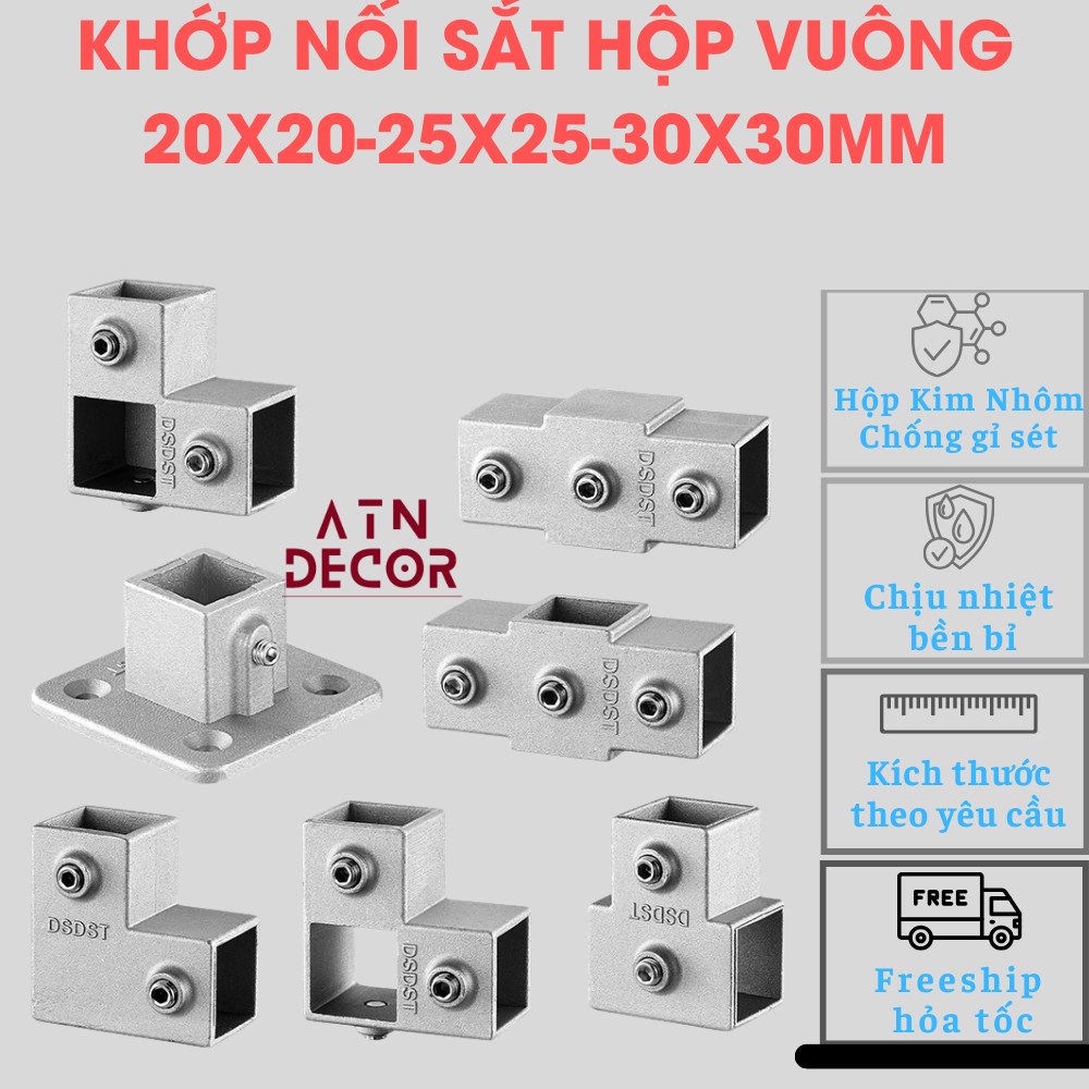Khớp Nối Nhanh Sắt Hộp Vuông 30x30mm Không Cần Hàn Đa Tiện Lợi