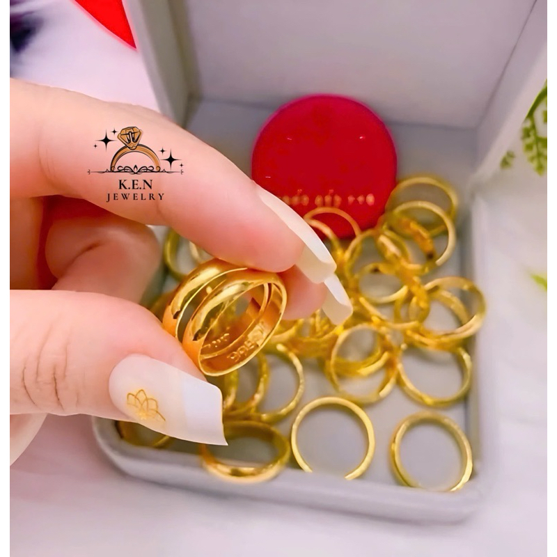 Nhẫn trơn mô phỏng 2 chỉ mạ vàng chuẩn 24k khắc mộc 9999 siêu bền ( phủ nano )