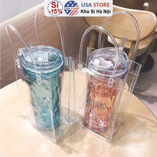  Túi Đựng Bình Nước Trong Suốt Kích Thước 25x10x10cm Làm Từ Nhựa PVC Cao Cấp 