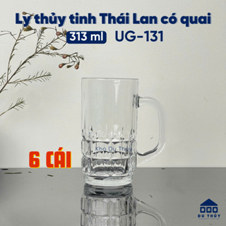 Ly thủy tinh có quai dung tích 313 ml UG-131 trong suốt uống bia, cafe, trà đá - COMBO 6 LY QUAI