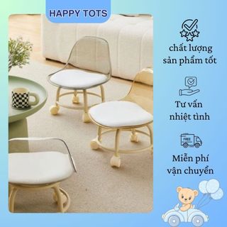 Ghế Đẩu Ngồi Nhỏ Ghế Ròng Rọc Cho Bé Ghế Tựa Lưng Acrylic Có Bánh Xe Thiết Kế Nệm Ngồi Da PU Mềm Mại