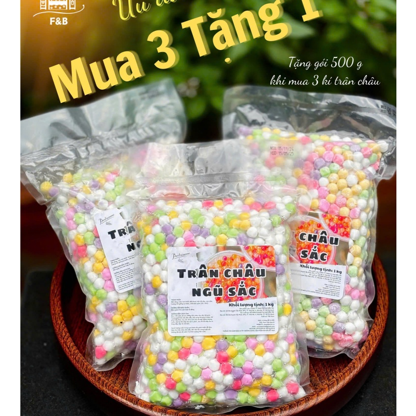Trân châu cơm dừa ngũ sắc ( viên + sợi )
