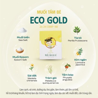 Muối Tắm Bé Eco Gold HTX Sinh Dược hộp 30 gói. muối tắm cho bé thảo dược 100% tự nhiên an lành