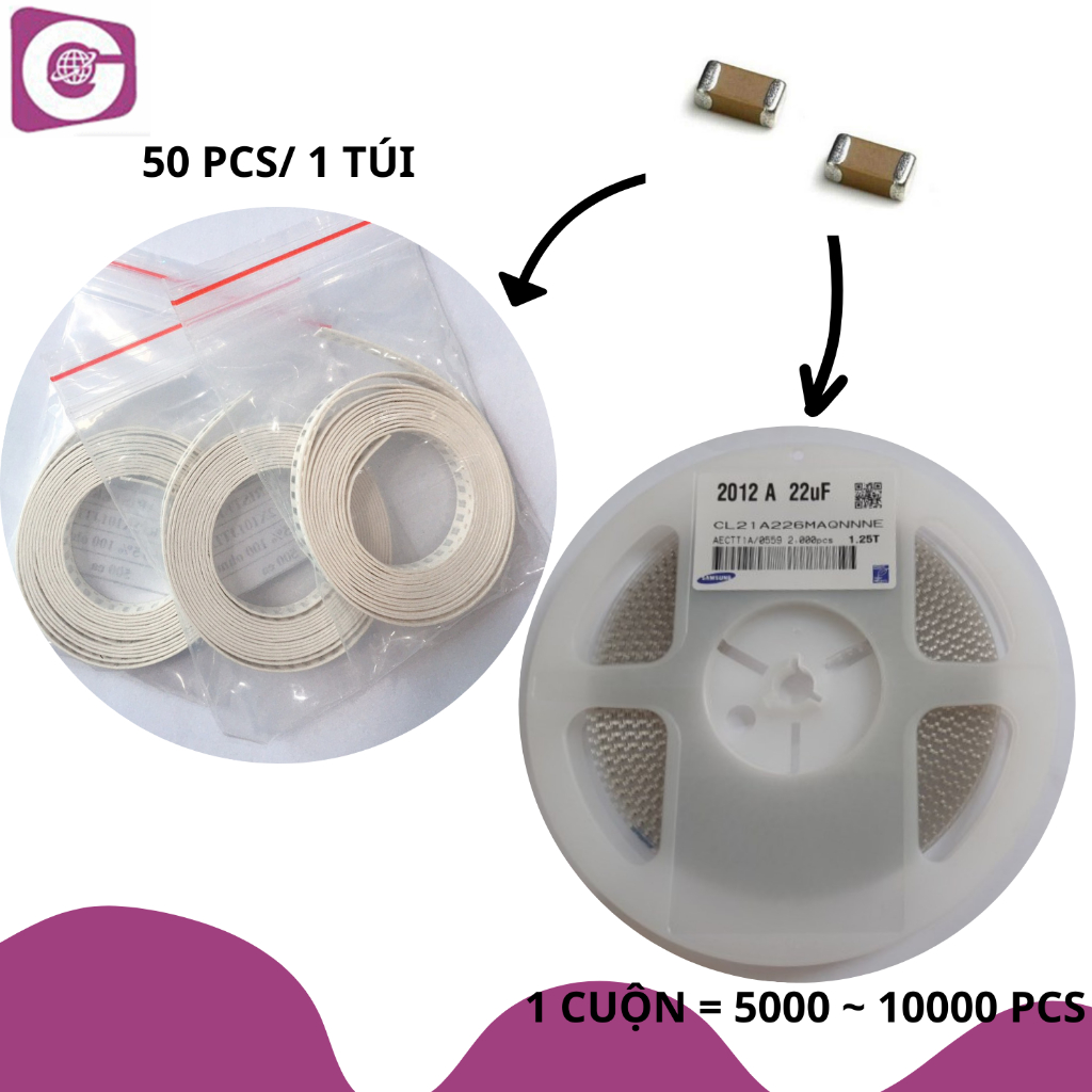 1206 (3216), 5%, C0G, 50V, 220pF - TỤ ĐIỆN DÁN ( 50PCS/TÚI )