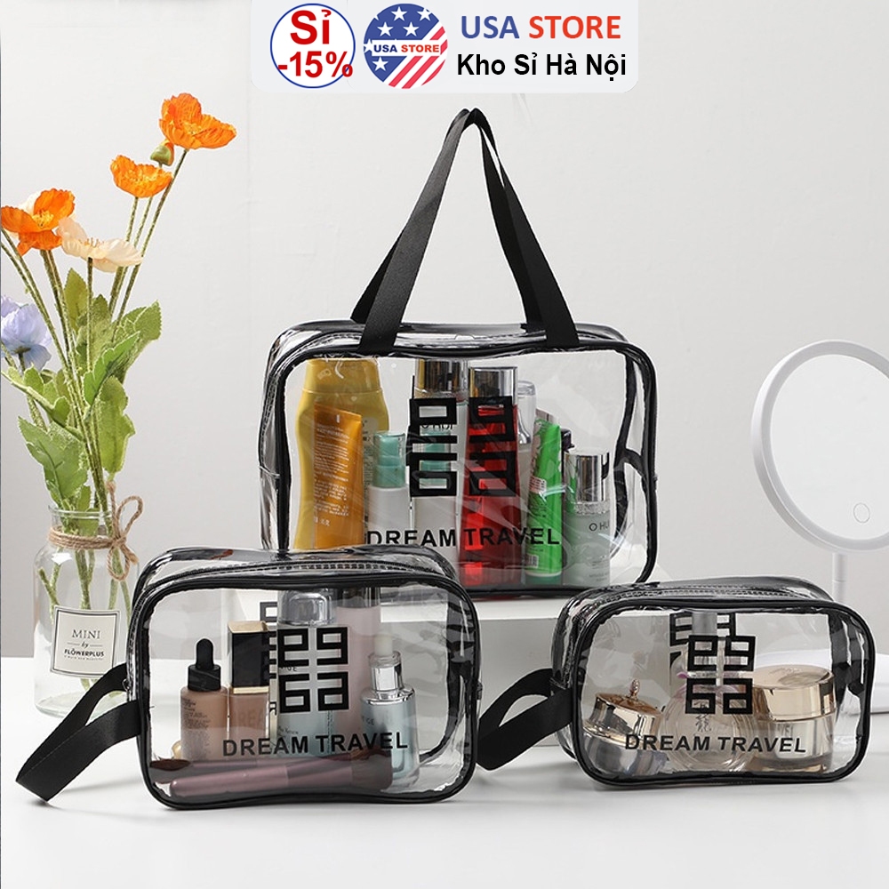 Túi Đựng Mỹ Phẩm/ Đồ Cá Nhân TRAVEL Trong Suốt Chống Thấm Nước Tiện Dụng - Túi Mỹ Phẩm Nhựa PVC Trong Suốt
