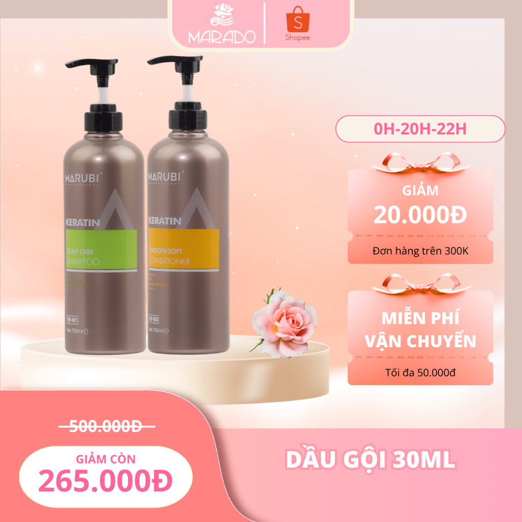 Dầu gội marubi keratin 750ml phục hồi hư tổn cho da đầu dầu bết, ngăn gàu, dầu gội keratin