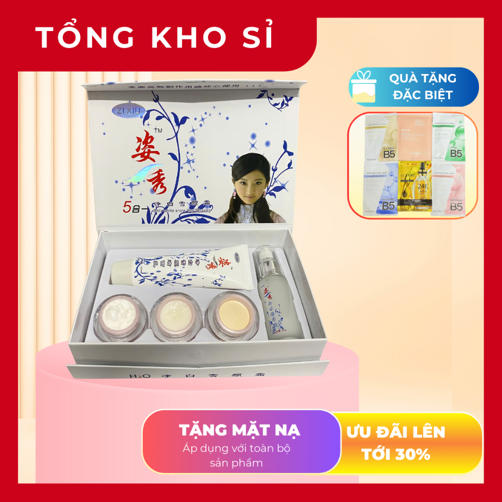 BỘ H2O 5IN1 DƯỠNG TRẮNG DA GIẢM MỜ THÂM NÁM TÀN NHANG