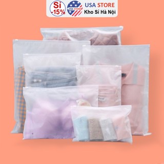 Combo 6 Túi Khóa Zip Cao Cấp Cho Shop Quần Áo - Zipper Lụa Mờ Trắng Có Khóa Kéo Đựng Quần Áo Đi Sinh Em Bé