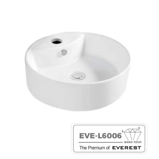 Chậu Lavabo Đặt Bàn, Chậu Rửa Mặt Sứ Trắng, Chậu Sứ Trắng Đặt Bàn EVEREST EVE-L6006