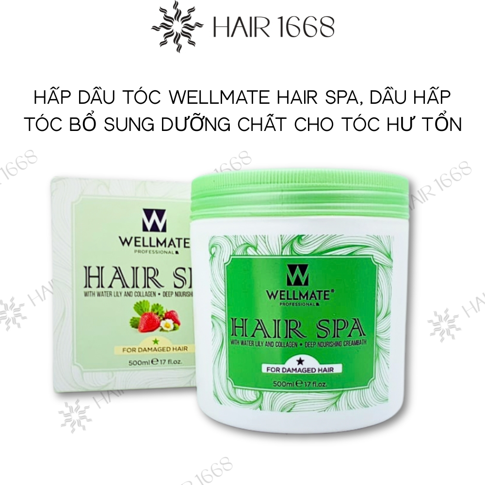 Hấp dầu siêu mượt collagen wellmate hair spa 500ml phục hồi hư tổn, khô xơ cho tóc uốn duỗi nhuộm