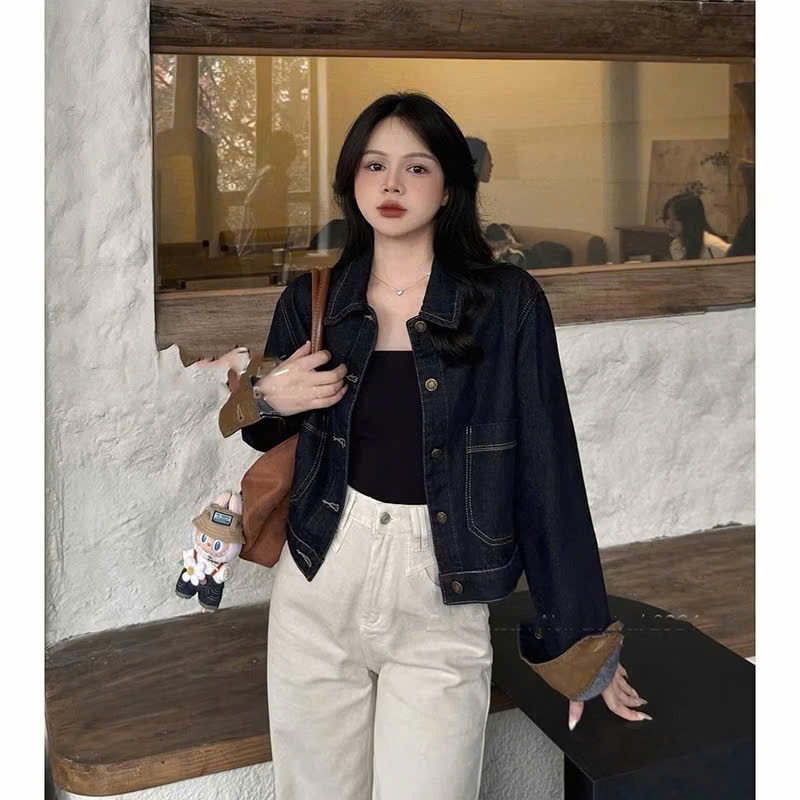 Áo khoác jeans bò demin nữ dáng lửng croptop dùng đi biển đi chơi chống nắng cho nữ 168Fashion | BigBuy360 - bigbuy360.vn