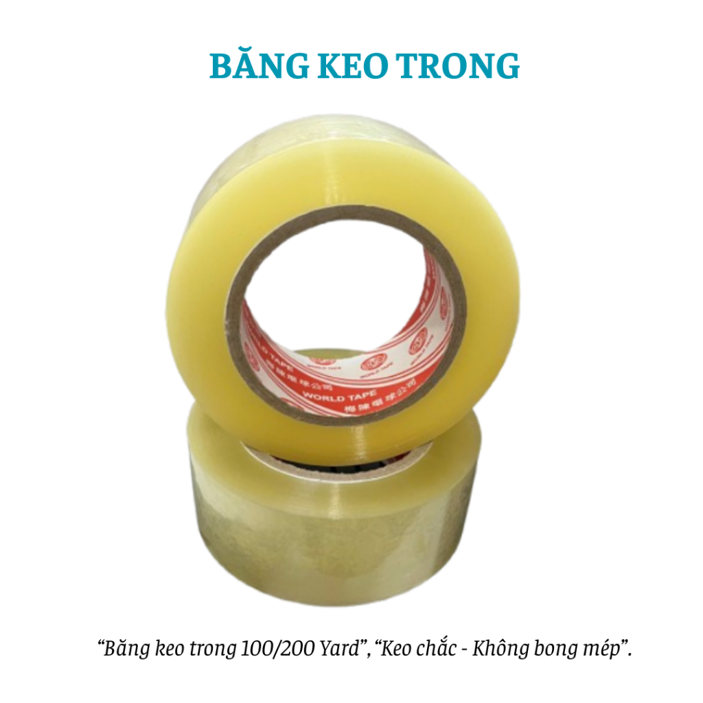 [BĂNG KEO] 1 Cuộn Băng Keo Trong Đóng Gói 100 Yard | 200 Yard – Keo Dính Cực Chắc Giá Tốt - BAOBIVPP