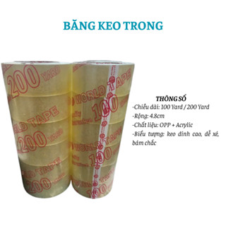   BĂNG KEO  1 CÂY BĂNG KEO  6 CUỘN  TRONG   MÀU VÀNG ĐỤC | 1KG 100YARD & 2KG 200YARD - BAOBIONLINE 