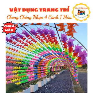   24cm - Chọn màu  100 Chong Chóng Nhựa 24cm Dây Treo Trang Trí Chong Chóng 7 Màu Đi Kèm Phụ Kiện 