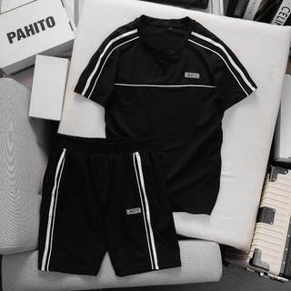    DEAL MỞ BÁN   Bộ Đồ Nam Mùa Hè Phối Viền Thêu Chữ PAHTIO Chất Cotton Cá Sấu Thông Hơi  BH26 