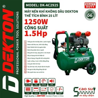  Máy Nén Khí Không Dầu DEKTON DK-AC2925 1.5HP - 25L 1250W 2 Piston Dây Điện 5m 