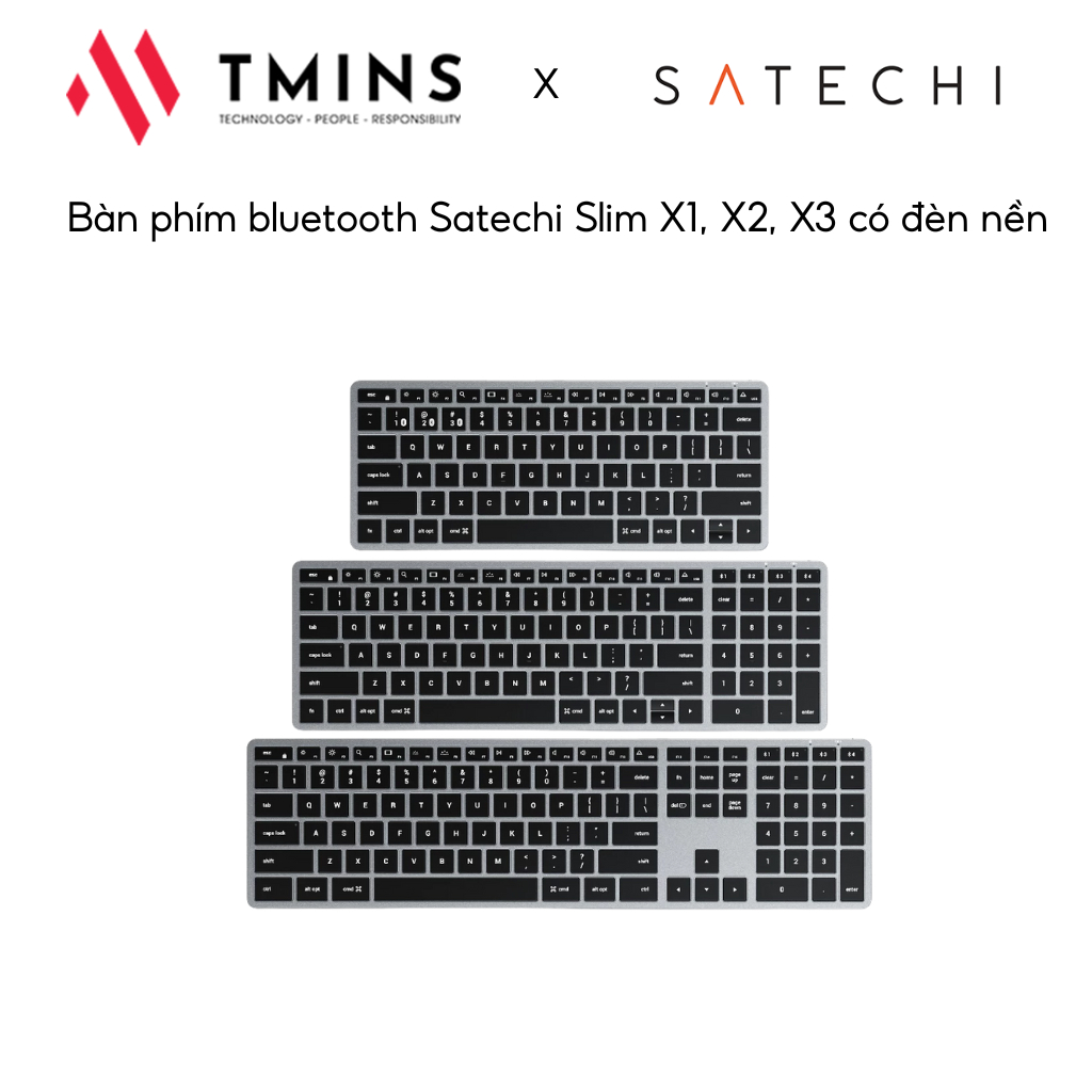 Bàn phím bluetooth Satechi Slim X1, X2, X3 có đèn nền