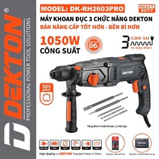 Máy khoan đục bê tông DEKTON DK-RH2603PRO, 3 Chức năng, Công suất 1050W, Tặng Bộ 5 Mũi khoan và Đục