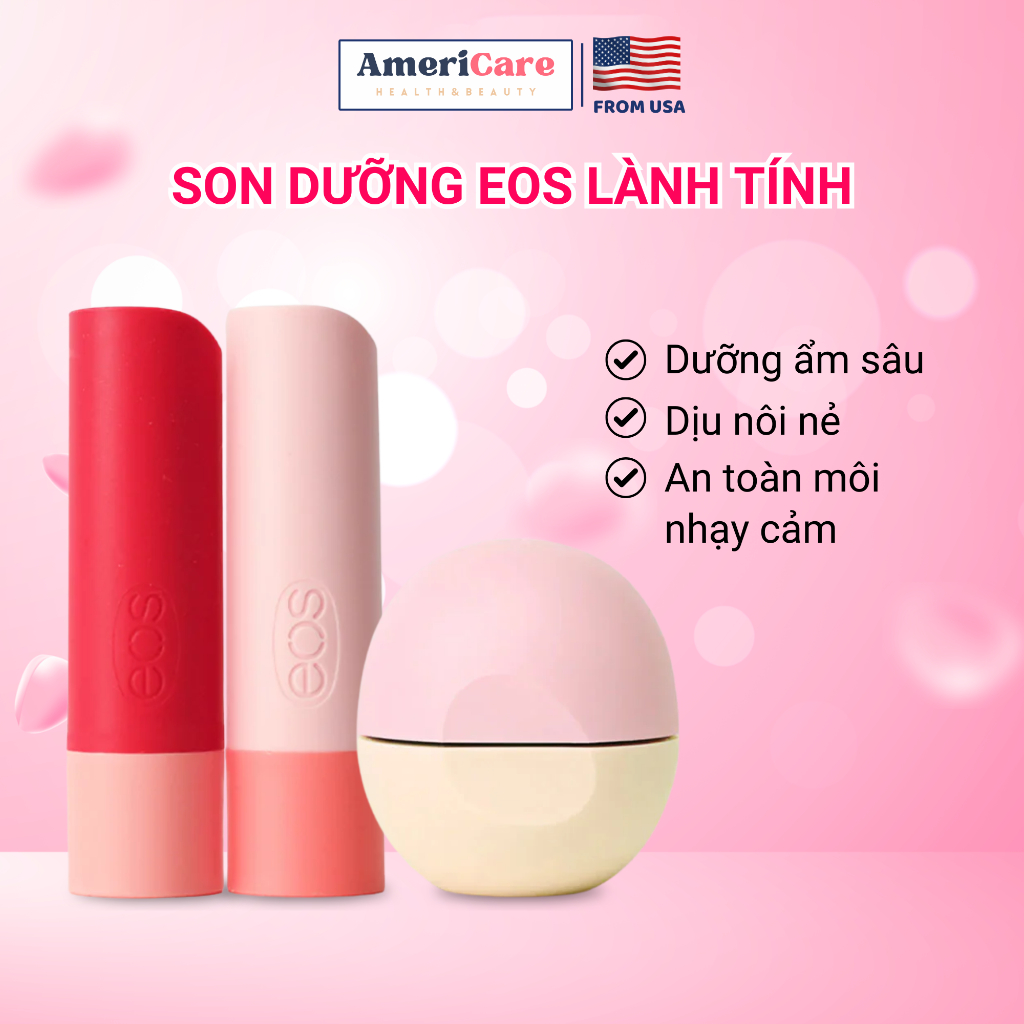 Son dưỡng EOS dưỡng môi không màu, lành tính, dưỡng mềm môi, son trứng EOS - AmeriCare
