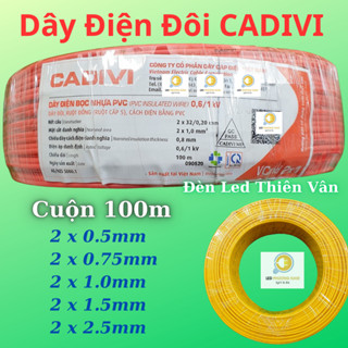  Dây Điện ĐÔI  cadivi  - Cuộn 50m 100m VCmd   2x0.5 - 2x0.75 - 2x1.0 - 2x1.5  mm  