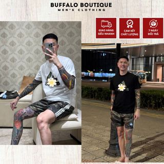 Bộ Quần Áo Nam A Đi Đà In 3 Vạch Loang Xanh Siêu Đẹp - Bộ Cộc Hè Nam Nữ A Đi Đà In Logo Cao Cấp