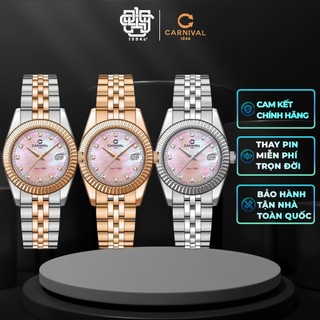  Đồng Hồ Nữ Carnival 8131L Mặt Xà Cừ Hồng Hàng Chính Hãng 