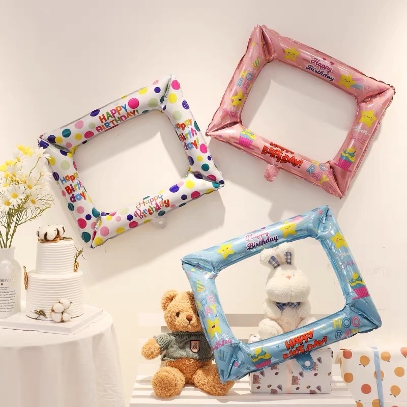 Bóng Nhôm Khung Hình Decor Chụp Ảnh, Trang Trí Sinh Nhật, Party, Bóng Khung Ảnh Check In, Chụp Hình 