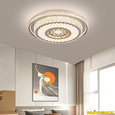 Đèn ốp trần MONSKY BOST 50cm cao cấp sơn tĩnh điện không gỉ kết hợp mika tán quang 3 màu ánh sáng