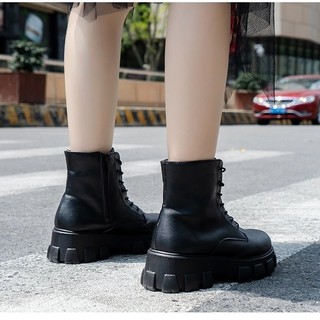 [ CAO CẤP SALE LẺ SIZE 39 40] Giày ulzzang boots, boot combat nữ đế thô 5 phân boot cột dây nữ cao cấp S030