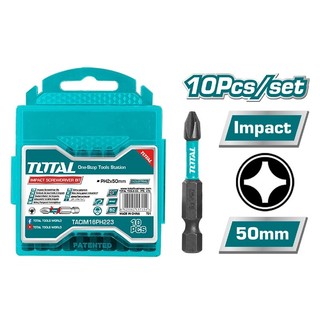 Bộ 10 Mũi Bắt Vít TOTAL TACIM16PH223 PH2 50mm Thép S2 Có Nam Châm Hít Chống Trượt Đóng Hộp Nhựa
