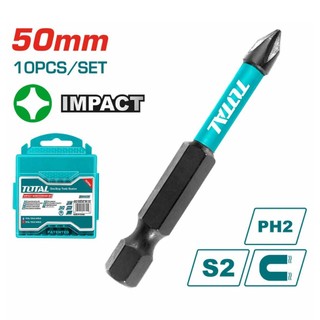 Bộ 10 Mũi Bắt Vít TOTAL TACIM16PH223 PH2 50mm Thép S2 Có Nam Châm Hít Chống Trượt Đóng Hộp Nhựa