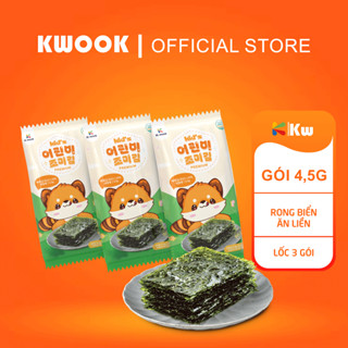   LỐC 3 GÓI  Rong Biển Ăn Liền Gấu Mèo Kwook Cho Bé  4.5g x 3 gói  -  Date mới  