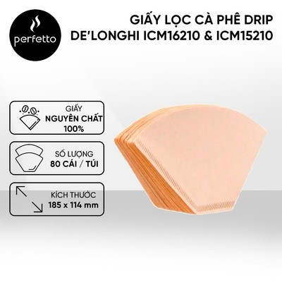 Giấy lọc cà phê dành cho máy pha cà phê drip DeLonghi ICM16210, ICM15210 (80 tờ/túi)