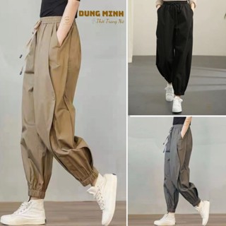 Quần dài kaki nữ dáng jogger chun gấu, quần jogger kaki nữ phong cách năng động 4 mùa từ 42 - 70kg