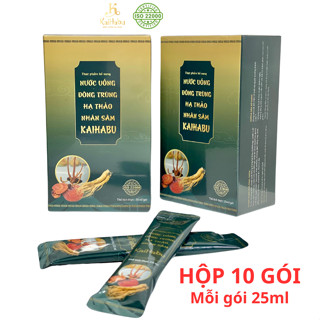 Nước Đông trùng hạ thảo nhân sâm KaiHabu, hộp 10 gói, mỗi gói 25 ml