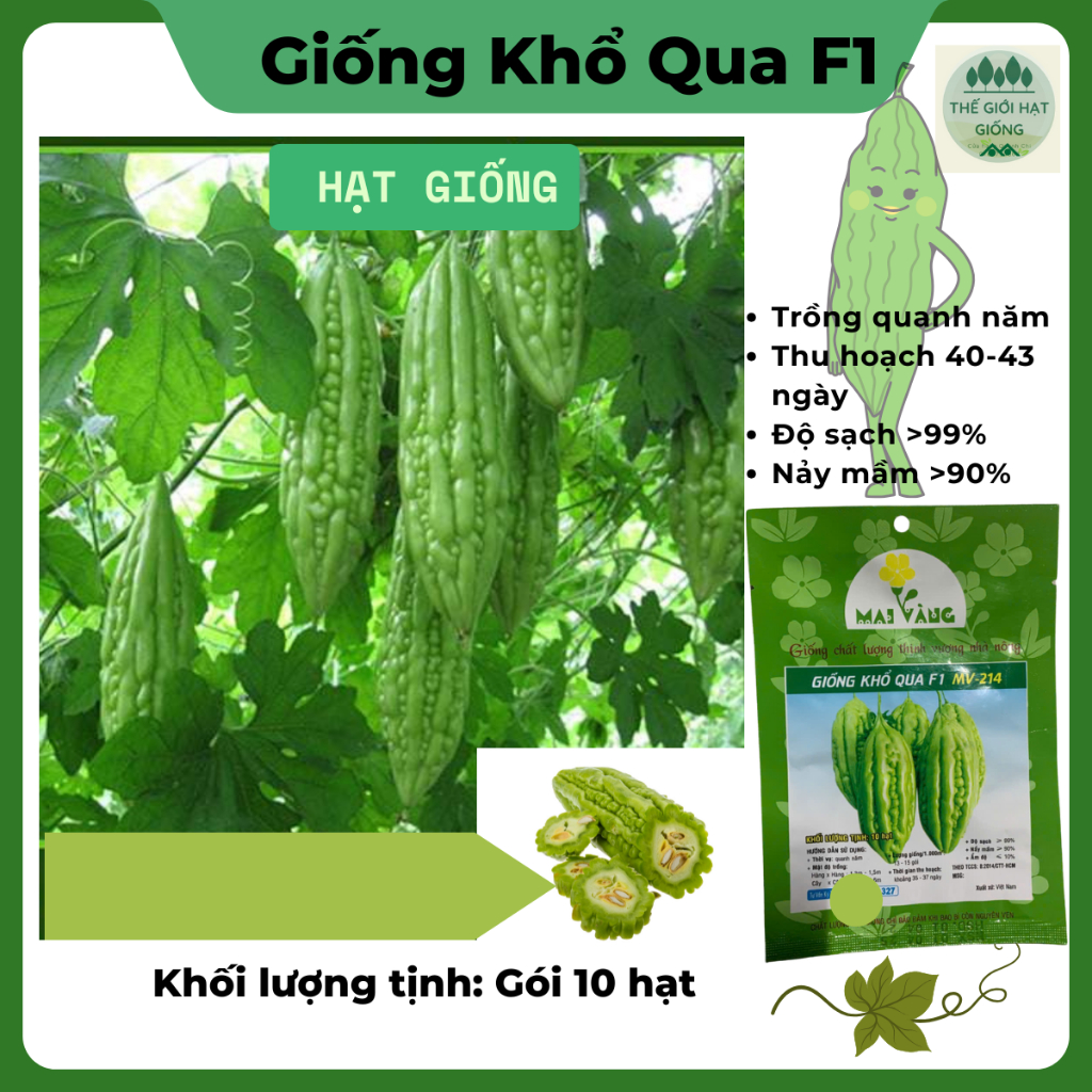 [Gói 10 hạt] Hạt giống Khổ qua F1 (mướp đắng)