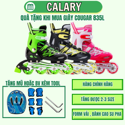 [Tặng Bảo Vệ]Giày Trượt Trẻ Em Cougar [Centosy] 835L- Form Giầy Chắc Chắn, Phanh Chân An Toàn Có Nút Chỉnh Size Tiện Lợi
