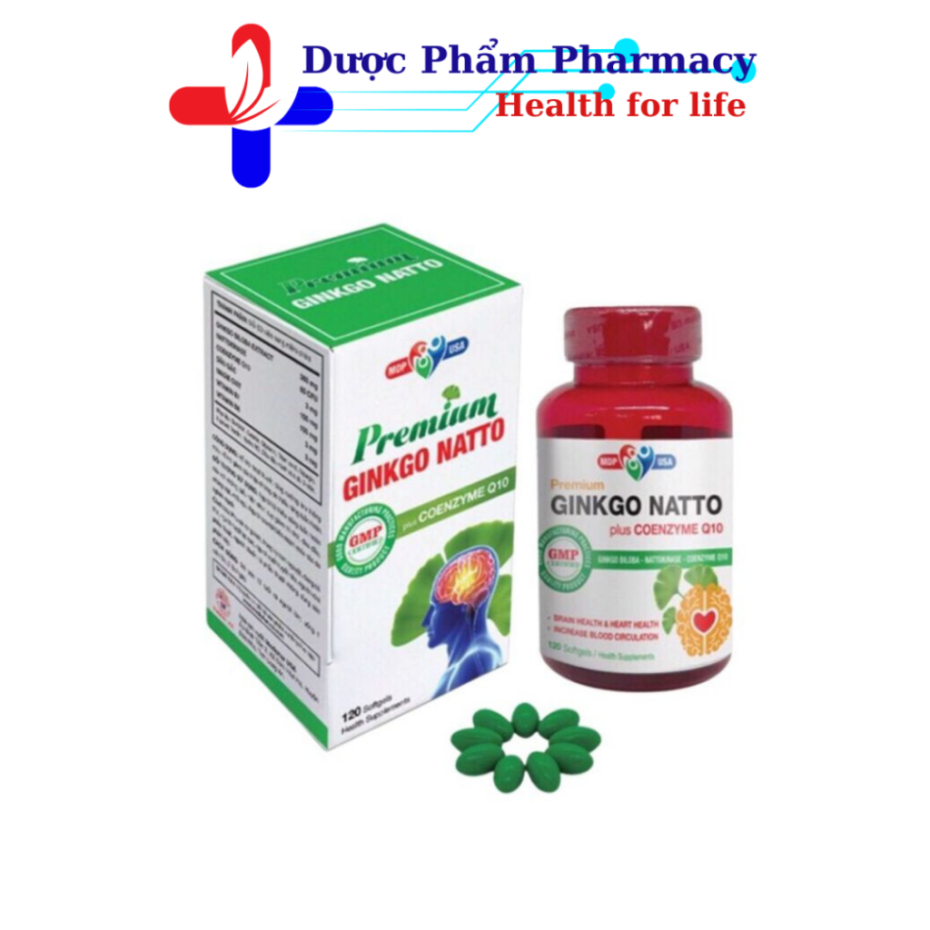 Ginkgo Natto Plus Coenzyme Q10 Giúp hỗ trợ hoạt huyết, tăng cường lưu thông máu - Lọ 120 viên