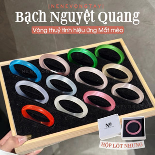   Tặng Hộp  vòng tay Mắt mèo Bạch Nguyệt Quang - ảnh thật - dày 9-10mm - nhiều màu xinh 